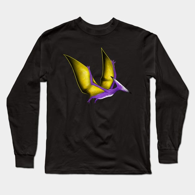 Nonbinary Pride Dinosaur Long Sleeve T-Shirt by Qur0w